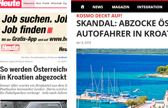 Unsere exklusiven, investigativen Berichte werden oft auch in den großen österreichischen Medien zum Thema. Beispiel: Der Bericht über die skandalös hohen Strafen für österreichische Autofahrer in Kroatien.