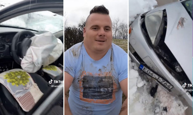 Bosnischer Hulk erleidet Verkehrsunfall (VIDEO)