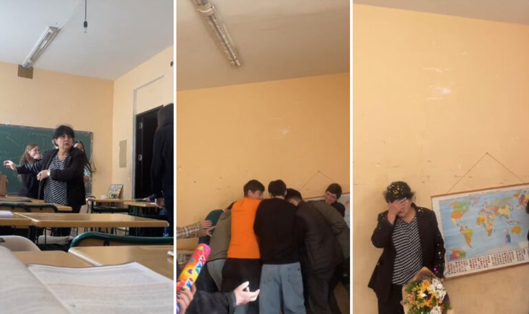 Schüler simulieren Schlägerei und überraschen Lehrerin