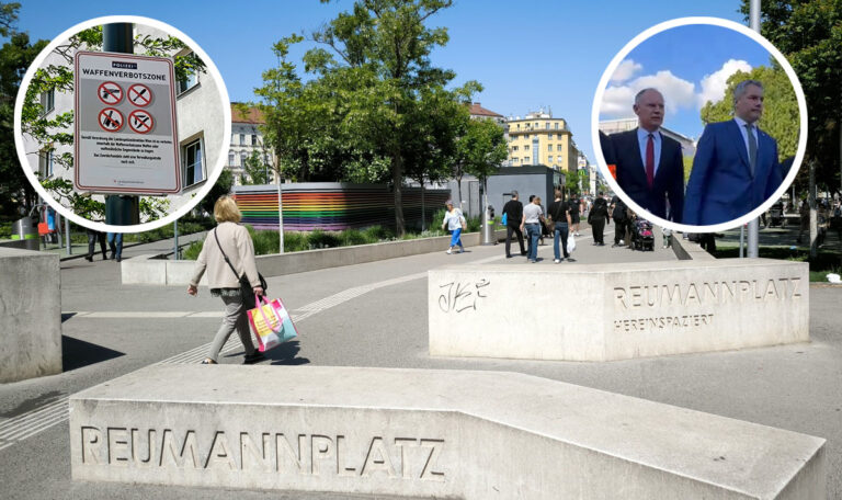 Kanzler Nehammer und Innenminister Karner besuchen Reumannplatz (VIDEO)