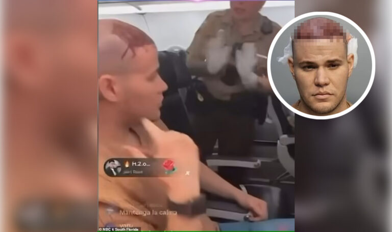 Blutende Kopfwunde: Mann will Flugzeug nicht verlassen (VIDEO)