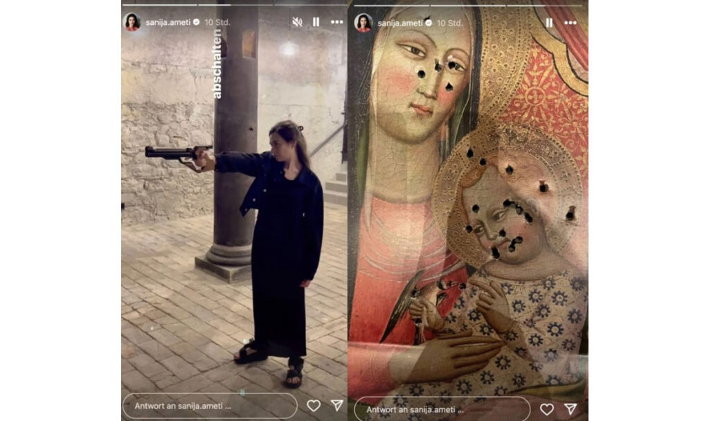 Screenshot 2024-09-10 101034 Sanija Ameti schießt auf Heiligenbilder Maria Jesus bosnierin schweiz ikone Instagram Storys