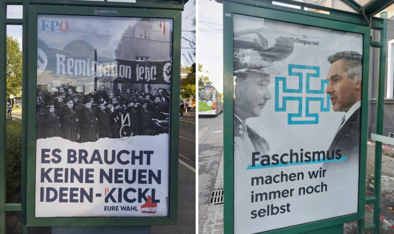 FPÖ und ÖVP Wahlplakate mit NS-Symbolik aufgetaucht