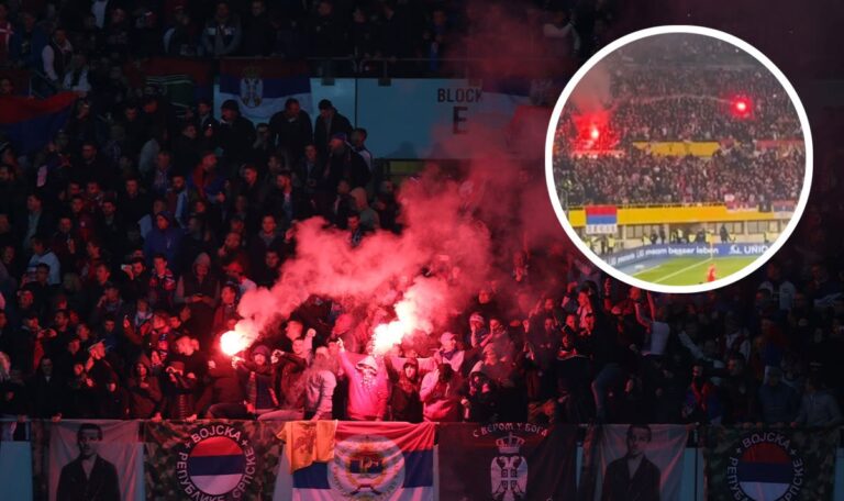 Serbische Fans warfen Pyro-Fackeln: Ordner verletzt (VIDEO)