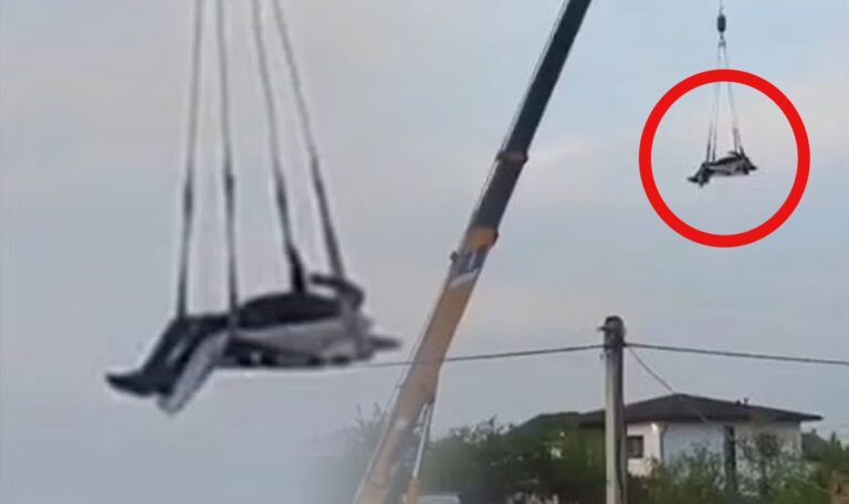 Betrunkener Mann schläft auf Kran-Schaukel! (VIDEO)