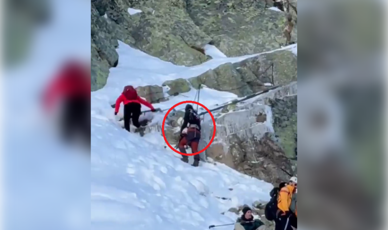 Eltern schleppen Baby auf vereisten Gipfel – Bergführer rettet es (VIDEO)