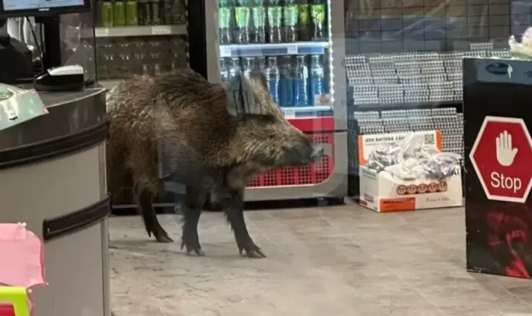 Ungewöhnlicher Kunde: Wildschwein schaut im Einkaufszentrum vorbei