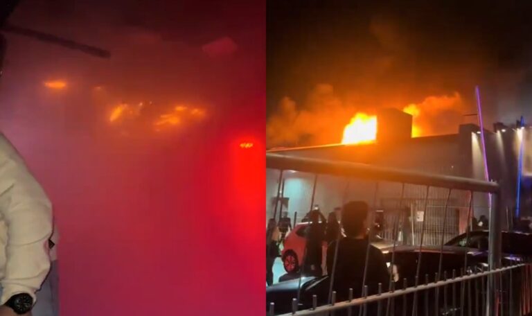Decke in Flammen: 750 Gäste fliehen aus brennendem Club (VIDEOS)