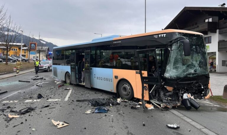 Bus steht nach Kollision in Flammen – Neun Verletzte