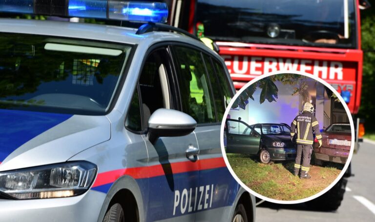 Crash nach Flucht vor Polizei: Zwei Autos landen im Garten (FOTOS)