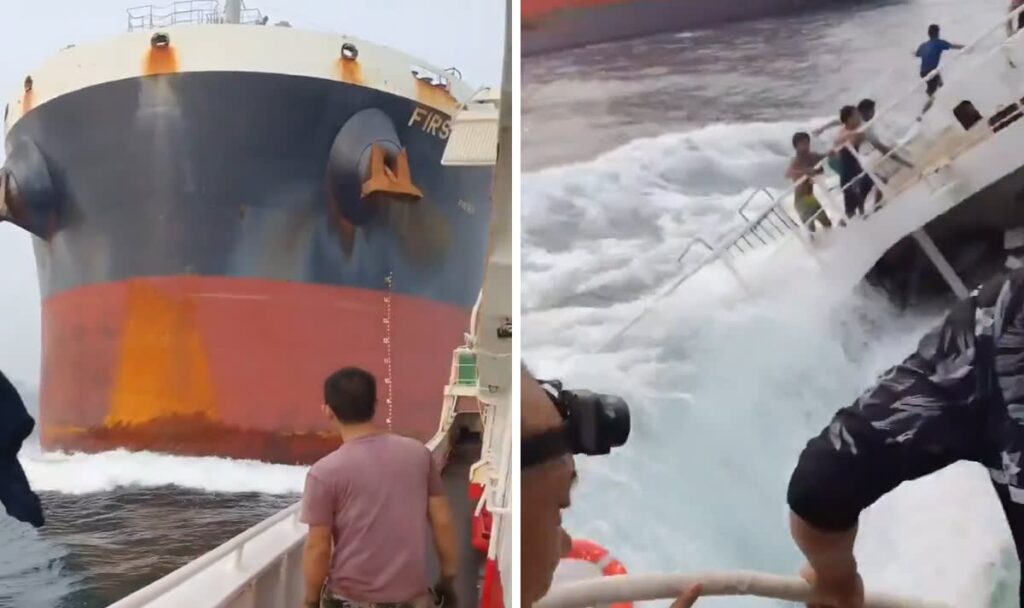 Riesen-Frachter rammt Fischerboot – Crew in Lebensgefahr (VIDEO)
