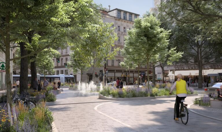 Wien baut um: Viel befahrene Kreuzung wird zum grünen Bezirkszentrum